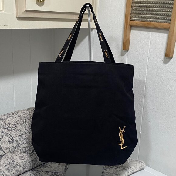 New YSL Parfums Canvas Tote in Black - Picture 1 of 6
